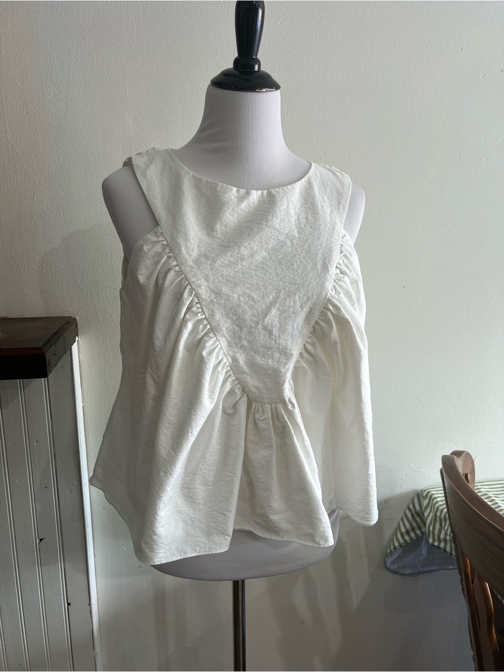 Sleeveless Cream Ruffled tank Blouse